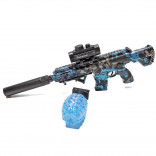 RIFLE M416 ELÉTRICO ARMINHA BOLINHAS DE GEL COMPLETO ORBS ORBEEZ AZUL CAMUFLADO + BRINDE LEAO 1438 A